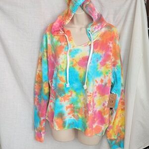 Hoodie 2X Tie Dye Pullover Sweatshirt Lightweight V-Neck Shirt Urban Rebel New